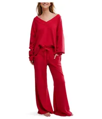 フリーピープル レディース ボトムス カジュアルパンツ Free People Staycation Lounge Pants Deep Cherry