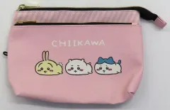 【中古】バッグ ちいかわ＆ハチワレ＆うさぎ(ピンク/寝そべり) Wファスナーポーチ 「ちいかわ なんか小さくてかわいいやつ×しまむら」