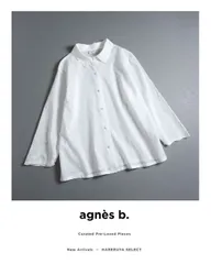 176t*美品 大きいサイズ agnes b アニエスベー コットン 刺繍スリーブ シャツ ブラウス 42 XL ホワイト