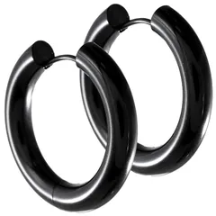 [SEIYA INTERNATIONAL] フープピアス 太め メンズ リングピアス フープ リング ステンレス 両耳 2個セット 幅5mm 18G (ブラック 20mm) 1