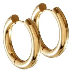 [SEIYA INTERNATIONAL] フープピアス 太め メンズ リングピアス フープ リング ステンレス 両耳 2個セット 幅5mm 18G (ゴールド 18ｍｍ) 1