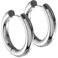 [SEIYA INTERNATIONAL] フープピアス 太め メンズ リングピアス フープ リング ステンレス 両耳 2個セット 幅5mm 18G (シルバー 20mm) 1