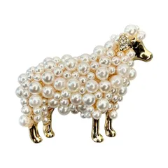 羊 パール ブローチ もこもこ 動物 アニマル 可愛い ヒツジ ユニーク 牧場