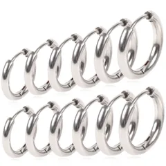 【人気】【定番 幅2.5mm 色：シルバー 内径10/12/14/16/18/20mm 6ペアセット】[Adelina Style] フープピアス 人気 つけっぱなし リングピアス レディース メンズ サージカルステンレス 金属アレルギー対応 18G 男女 プ