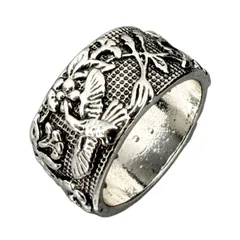 ハチドリ シルバー リング レディース 12号 鳥 アニマル 動物 レトロ 銀