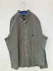 CHAPS シャツ/ブラウス XXL グリーン コットン チェック柄 ワンポイント ブランドロゴ ミドル丈 長袖 ボタンダウン