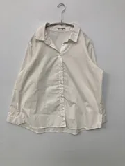 Hina Style シャツ/ブラウス LL ホワイト コットン 無地 ミドル丈 長袖 レギュラーカラー