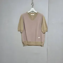 レノマ Vネック 前後ろバイカラー 麻 S n2514