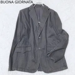 ボナジョルナータ　BUONA GIORNATA　テーラードジャケット　デニム　サイドポケット　切りっぱなし　カジュアル　シンプル　ブラック系　Lサイズのサムネイル