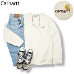 【定番】 カーハート Carhartt 刺繍ロゴ リバースウィーブ 裏起毛 スウェット トレーナー M アイボリー メンズ レディース ユニセックス 男女兼用