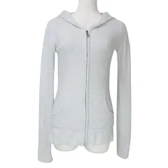 ベアフットドリームス BAREFOOT DREAMS 美品 432 Bamboo Chic Hoodie ボアパーカー 小さいサイズ ジップアップ 長袖 XS シルバー グレー系 Xのサムネイル