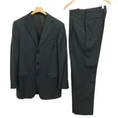 エルメネジルドゼニア Ermenegildo Zegna ストライプ シングル 3B スーツ セットアップ ジャケット スラックス 46 チャコール