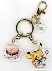 【中古】キーホルダー ピカチュウ(シェフ＆ミルクティー) 「ポケットモンスター アクリルキーホルダーコレクション Pokemon Cafe ＆ Pikachu Sweets」 ポケモンセンター限定