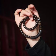 大悲呪中文漢字素彫り厳選黒檀木12mm数珠念珠ブレスレット石街1 - メルカリ