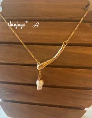 国産あこや真珠♡本物パールロングネックレス♡アレルギー対応♡サージカルステンレス♡バロック♡入学式♡卒業式♡結婚式