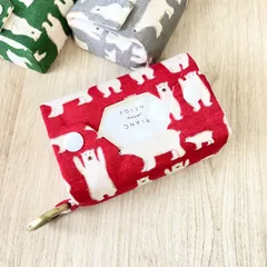 ハンドメイド ポケットティッシュケース カラビナ付き クマ柄