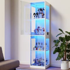 ガラスディスプレイキャビネット 大型4段両扉 LEDライト+人感センサー