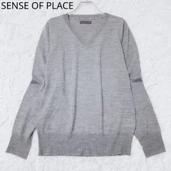 センスオブプレイス　ニットセーター　Vネック　ハイケージ　高品質　オーバーサイズ　シンプル　カジュアル　グレー