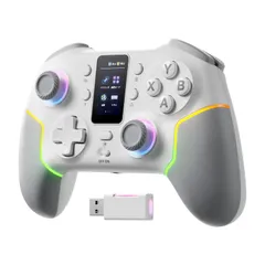 ECHTPower PC コントローラー 多機能LCD搭載 ワイヤレス 無線/有線 2.4Gレシーバー イヤホンジャック 1000Hzポーリングレート ホールスティック&トリガー TURBO連射 背面ボタン付き RGBライト&振動調整 1000mAh ...