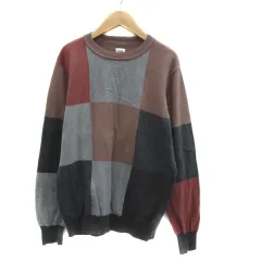 グラニフ graniph ニット カットソー 長袖 ラウンドネック 総柄 S マルチカラー グレー /YS33