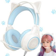 YOWU 猫耳ヘッドホン 水色 - メルカリ