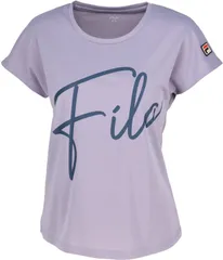 フィラ FILA テニス グラフィックTシャツ レディース ウィメンズ 女性 大人 半袖 Tシャツ トップス ウェア ビッグ ロゴ 大胆 曲線 部活動 クラブ サークル スクール 練習  EL0237 18Z イエロー