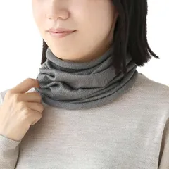 [絹屋] ネックウォーマー 極暖シルク 墨色 長さ:53cm×23cm