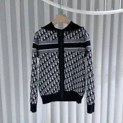 (S+/38) / ディオール リバーシブル オブリーク カシミア フードジップアップ カーディガン