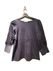 アナイ ANAYI バルーンスリーブカットソー 長袖 38 紺 ネイビー ■FY