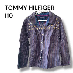 a2023 TOMMY HILFIGER 110 シャツ 女の子 ペイズリー刺繍 ネルシャツ