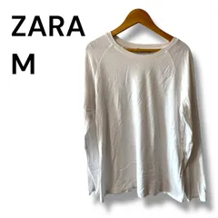 a2028 ZARA ザラ ラグランスリーブ ロングTシャツ M ホワイト コットン