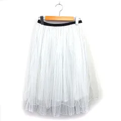 オリーブデオリーブ OLIVE des OLIVE スカート ティアード フレア ロング チュール ゆったり ストライプ 透け感 M 白 ホワイト /NT28