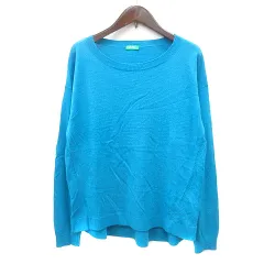 ユナイテッド・カラーズ・オブ・ベネトン UNITED COLORS OF BENETTON ニット カットソー 長袖 XS 水色 ライトブルー /MN