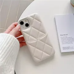 白色極上の手触りキルティングiPhoneケースiPhone13.14.15シリーズ16シリーズキャビアスキンカード収納付新品即納