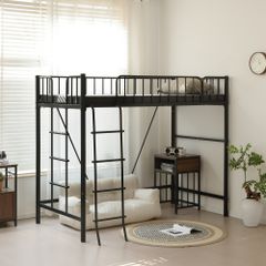 高さ170cm】ロフトベッド パイプベッド シングル 一人暮らし BLACK