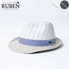 RUBEN ルーベン リネン ストライプ 中折れハット