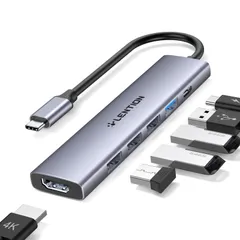 LENTION 6 in 1 USB C ハブ CB-CH17 100W PD 高速充電 USB 3.0 4K HDMI USB Type-C タイプc 変換アダプタ スリム 小型 高速データ転送 ドック MacBook Pro Air、iPhone ...