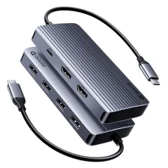 ドッキングステーション HDMI 2つ: QUUGE 7-in-1 USB ハブ Type-C HDMI 2ポート 4K@30Hz ドックステーション 2画面出力 100W PD急速充電 USB3.0 5Gbps高速データ転送 3×USB2.0 De ...
