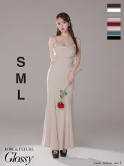 シャンパン  [GL3768-BR-2508] 【ROBE de FLEURS Glossy/ローブドフルール グロッシー】サテン/ バストビジュー/ ロングドレス/ キャバドレス/ Andy /　AngelR エンジェルアール