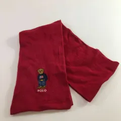 04w6000∞※【中古】 POLO RALPH LAUREN ポロ ラルフローレン マフラー ポロベア 刺繍 レッド 【八王子店】