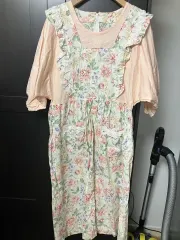 日本ヴィンテージ 森ガール ワンピース 小花 レース レイヤードワンピース