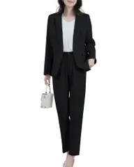 新品 [Ｓｕｅｅｙａ] スーツ レディース パンツスーツ ビジネススーツ セットアップ 体型カバー 2点セット フォーマル 面接 リクルートスーツ 通勤 入学式 卒業式
