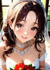 TA-0020 花嫁の微笑み｜陽だまりヴェールの純白ブライド AIアートフォト