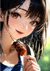 TA-0025 焼き鳥キス直前 しずく艶肌 AIアートフォト