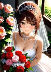 TA-0027 ティアラ花嫁 ローズブーケ AIアートフォト