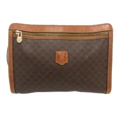 セリーヌ CELINE M92 トリオンフ マカダム柄 クラッチバッグ セカンドバッグ レザー ロゴ 茶 ブラウン /JS