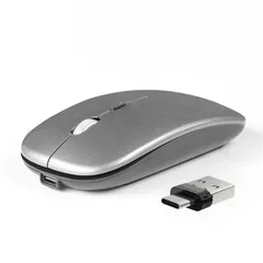 【NEW】Bluetooth対応 ワイヤレスマウス Type-C／USB-A両対応 静音・超薄型 2.4GHz 無線 3段階DPI 高感度・省電力 TELEC認証 Mac/Windows/iPad/iPhone/Android対応 ライトグレー