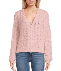 ゲス レディース アウター ニット・セーター カーディガン Guess Bea Long Sleeve Open Stitch Cardigan Medium Pink ピンク