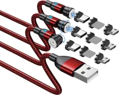 マグネット 充電ケーブル USB [3本組 ] 3in1 iPhone Type-C led USBC Micro マグネット式 磁石 タイプc じゅうでんケーブル 充電器 android 等対応 (2m*3)