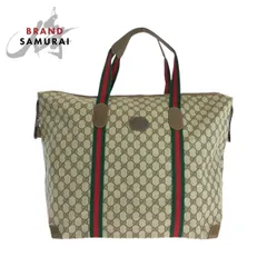 美品 GUCCI グッチ ヴィンテージ オールドグッチ シェリーライン ベージュ レッド グリーン ボストンバッグトラベルバッグ 503545【中古】
